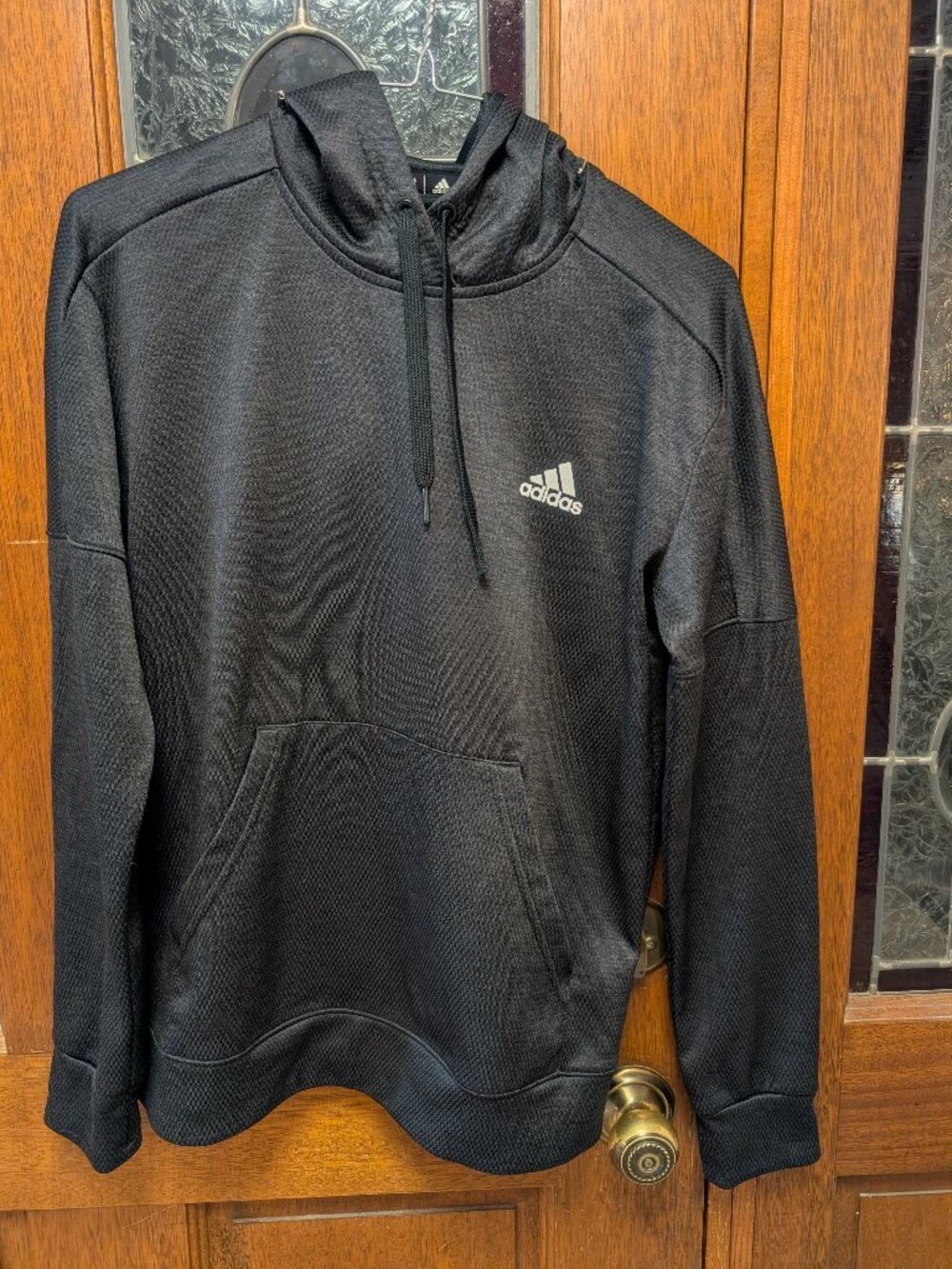 Mens black athletic hoodie, size Small